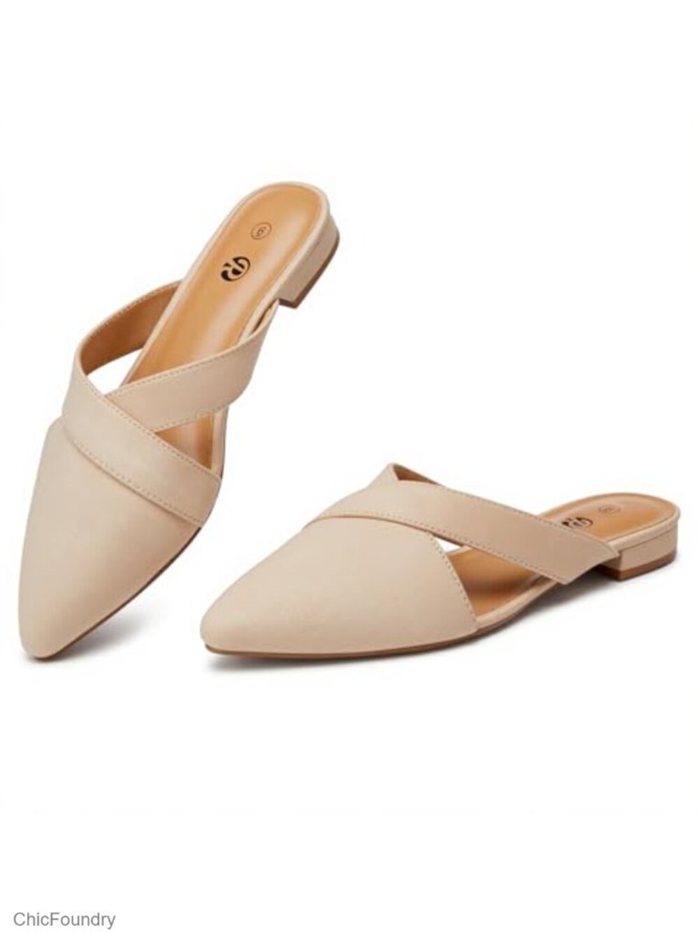 Suede Pointed Toe Mules Memory Foam Slip-On Flats for Women